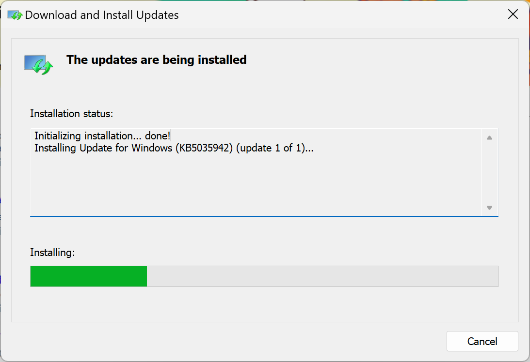 update install KB5035942 