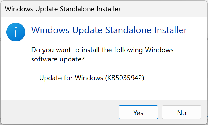 Windows Update Install KB5035942 