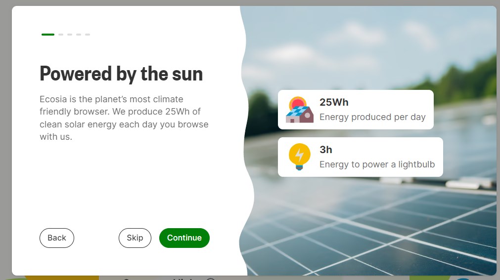 Ecosia web browser solar energy