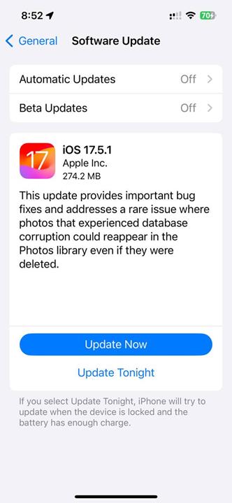 iOS 17.5.1 update