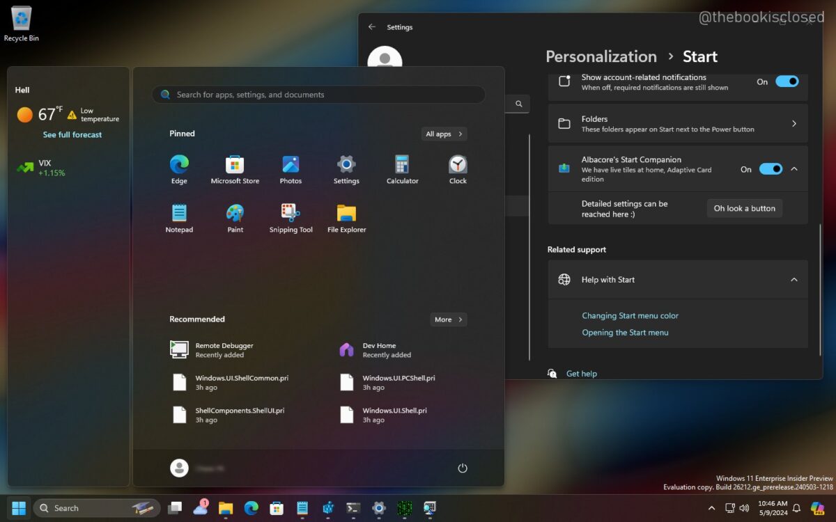 Start Menu Companions Windows 11