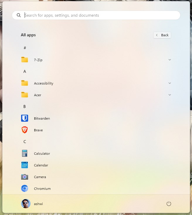 Windows 11 Start Menu All apps page