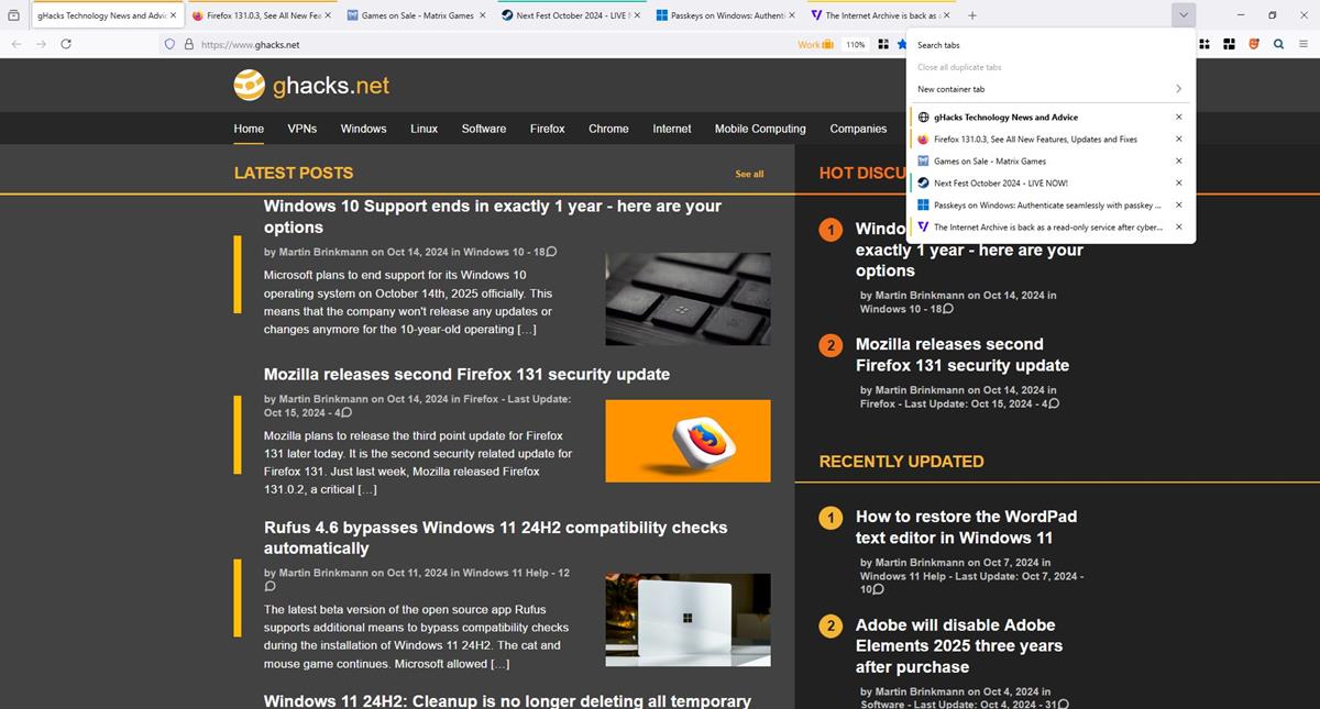 Firefox responds to user feedback about the List All Tabs button