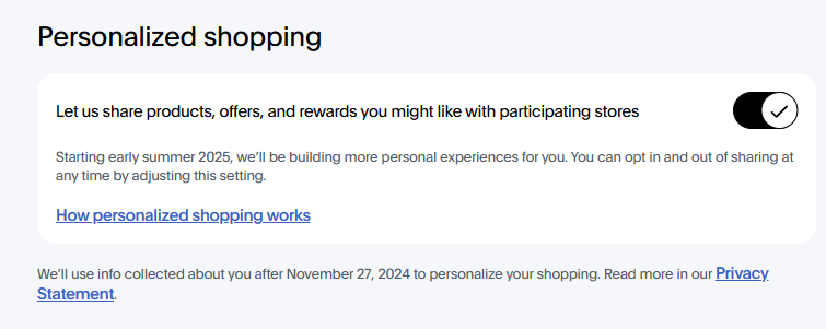 How to disable data sharing on PayPal