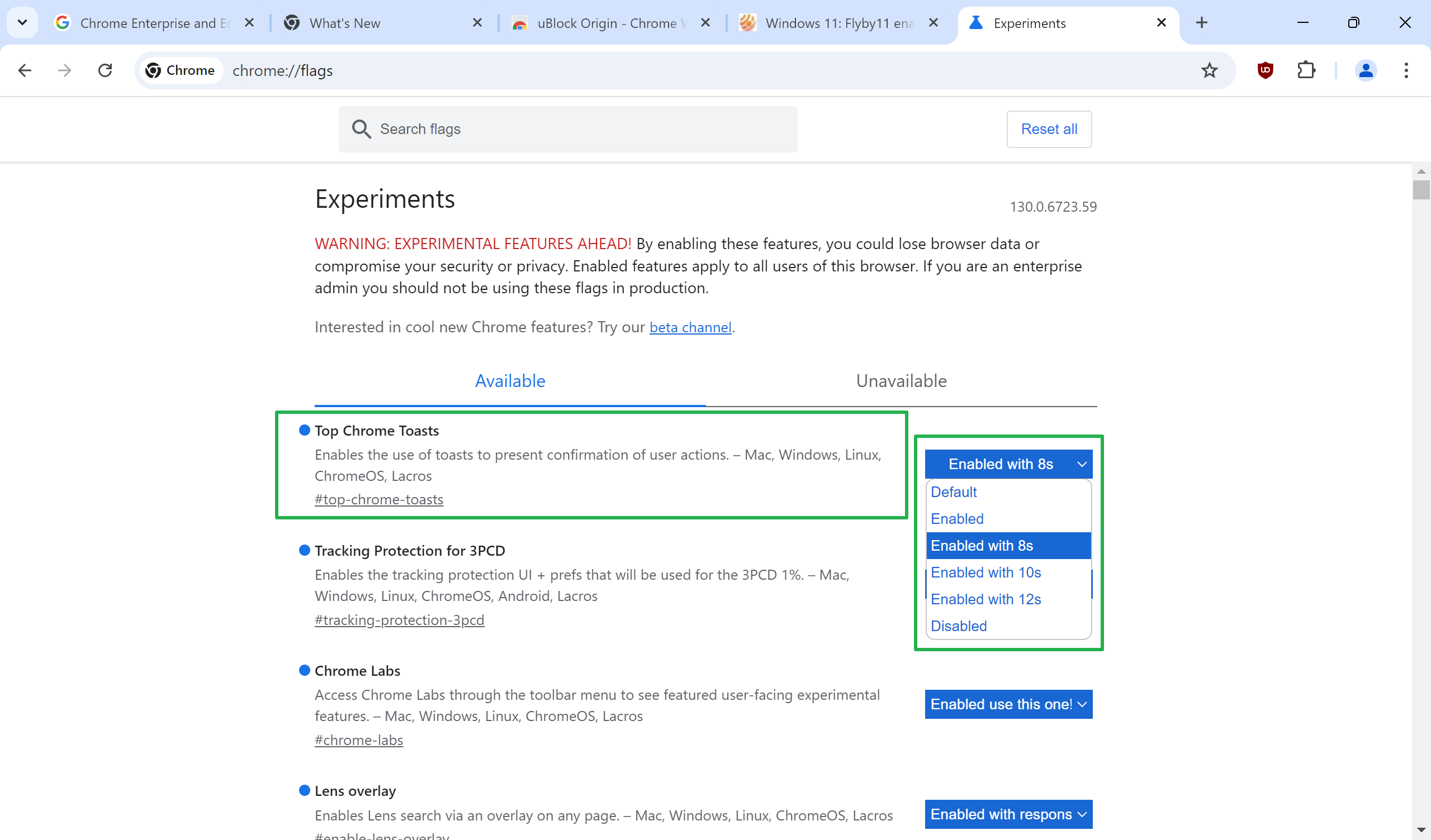 Disable Top Chrome Toasts
