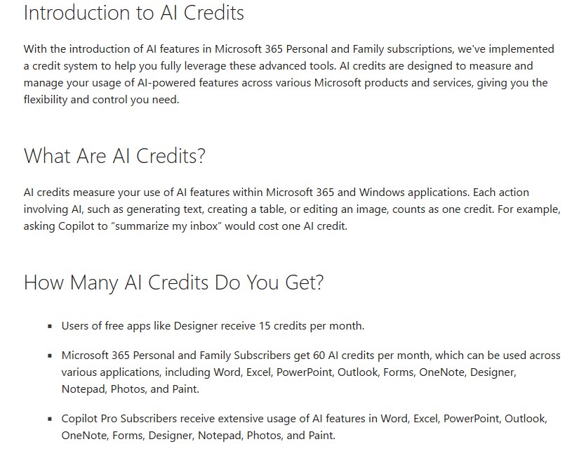 What are AI Credits Microsoft