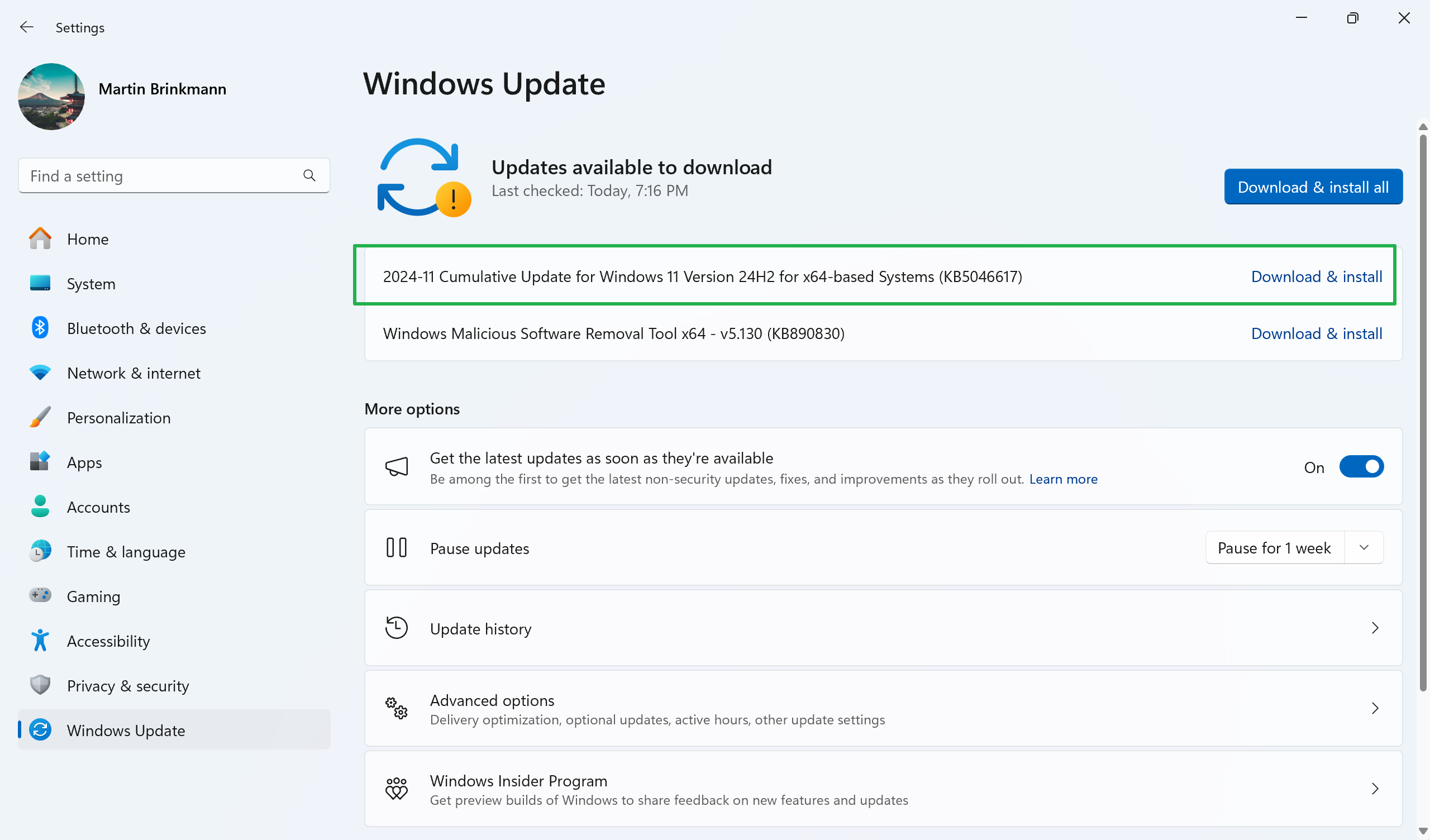 Windows 11 November 2024 Security Update