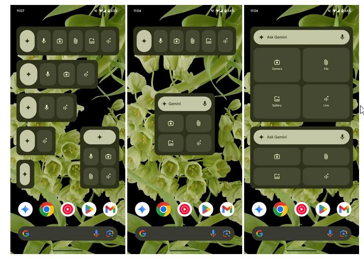 Google Gemini widget for Android