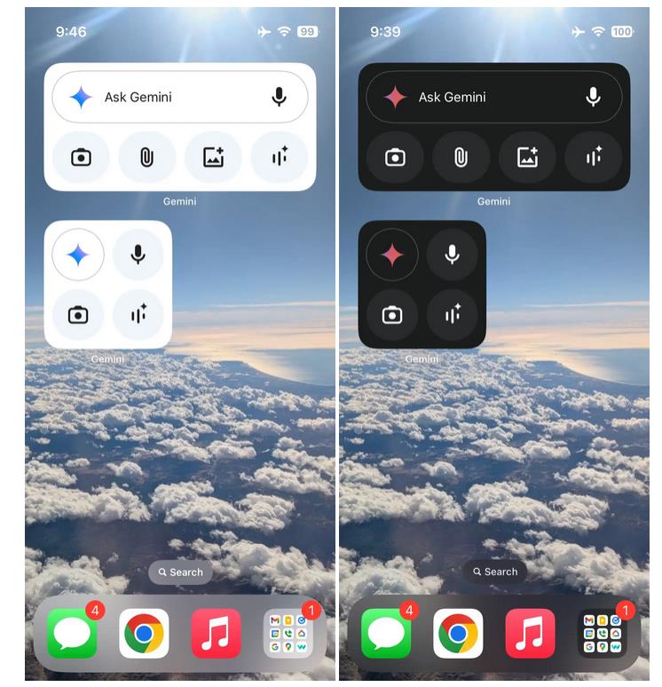 Google Gemini widget for iOS