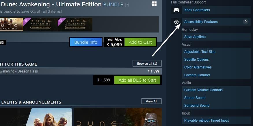 Steam Accessibility Features