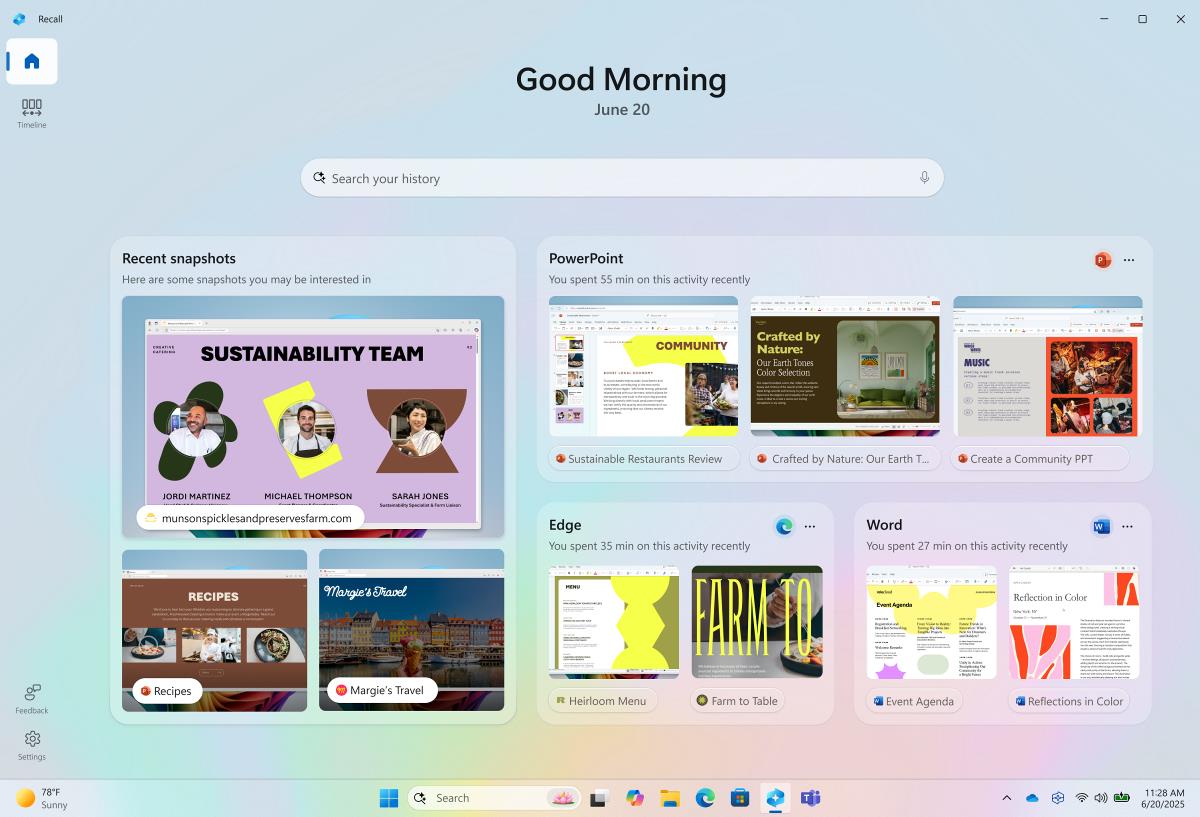 Windows Recall is getting a redesigned homepage