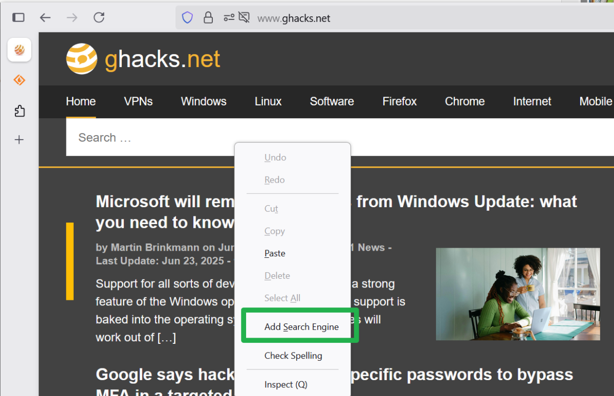 Firefox add search engine
