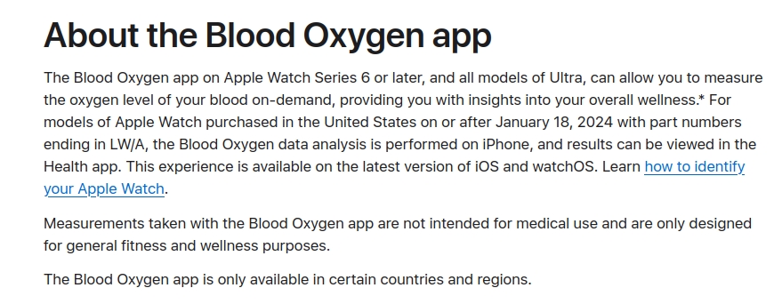 Blood Oxygen feature is available again for Apple Watch