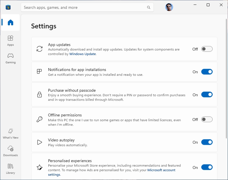 Disable automatic app updates on Microsoft Store Windows 11