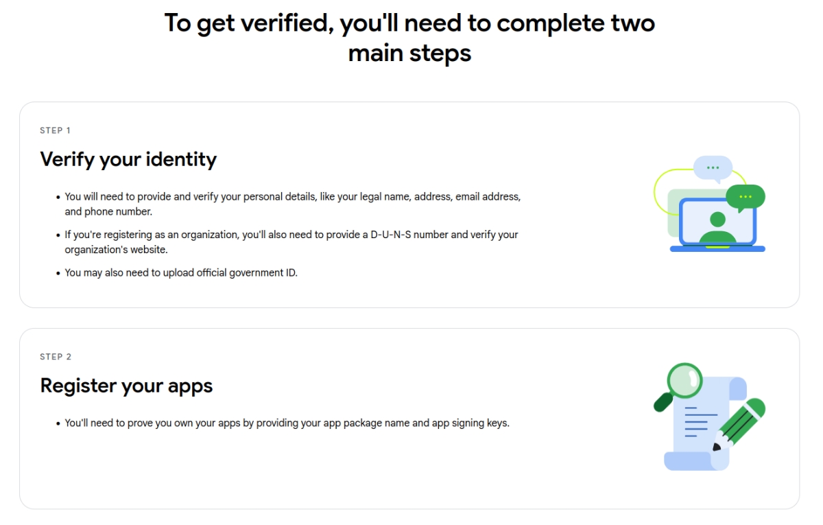 Google Android developer verification