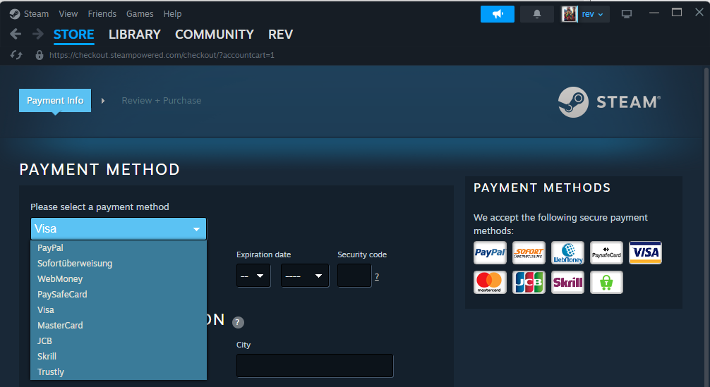 Steam payments