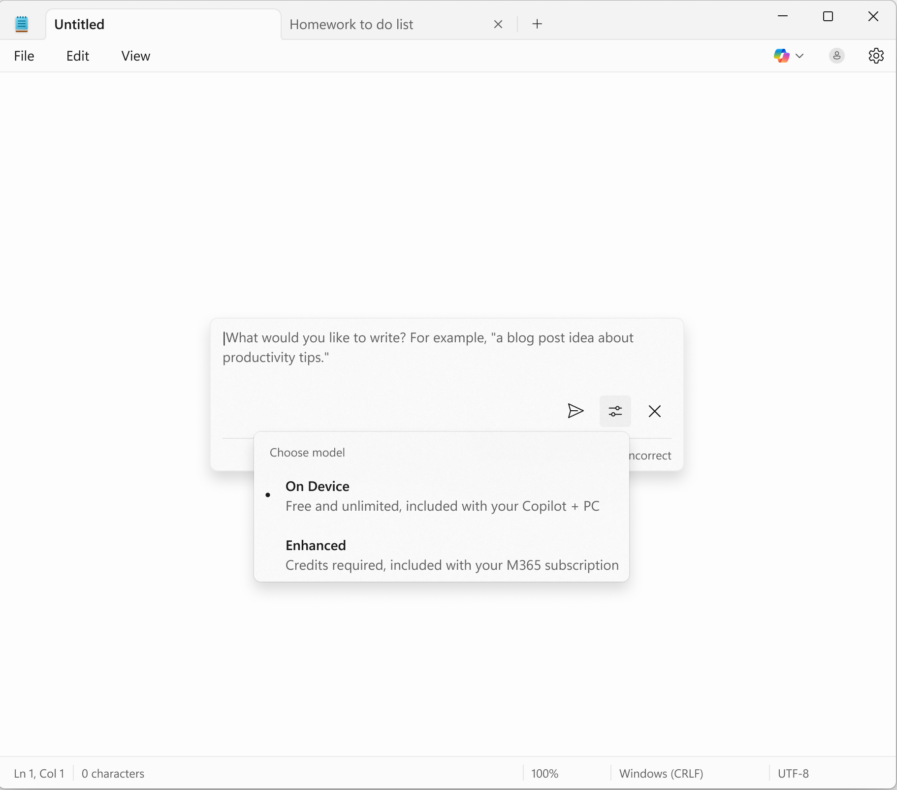 Copilot in Notepad