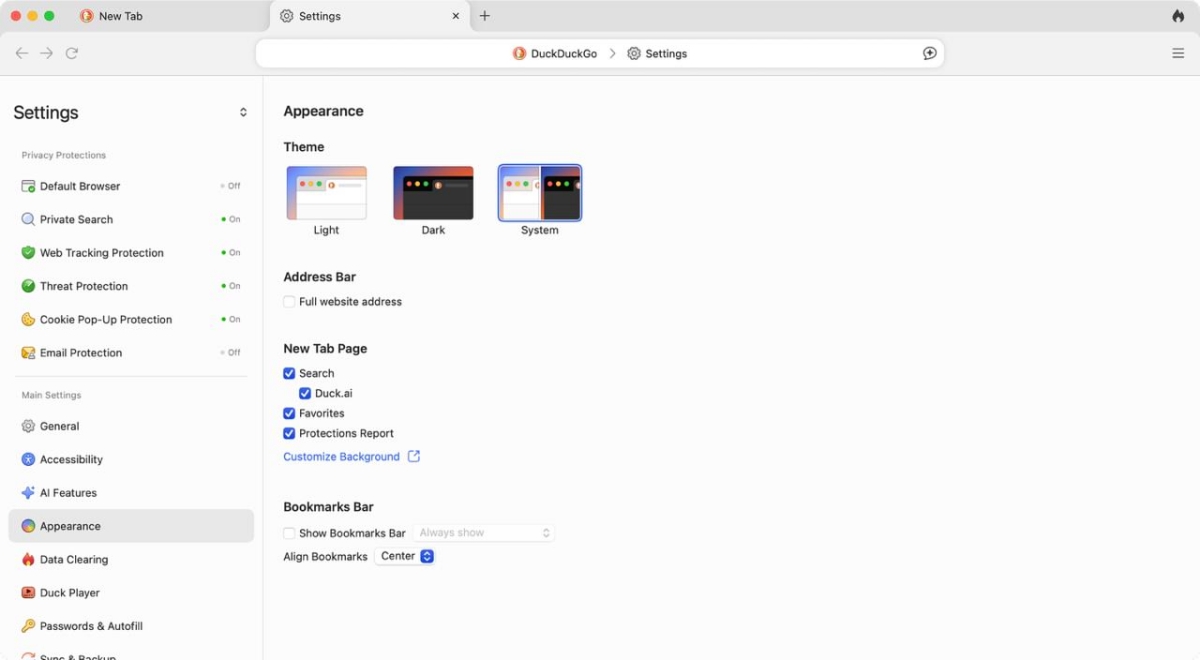 DuckDuckGo settings Duck.AI