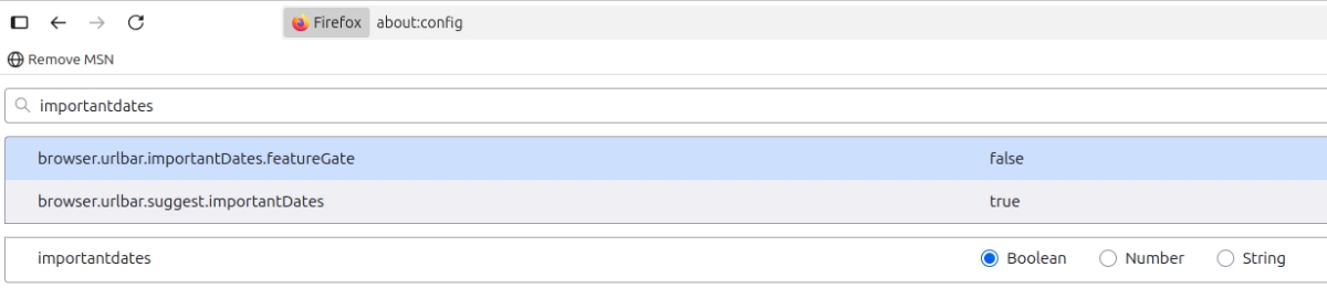 Firefox important dates suggest remove