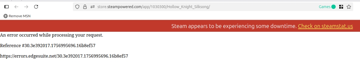 Hollow Knight: Silksong crashed steam