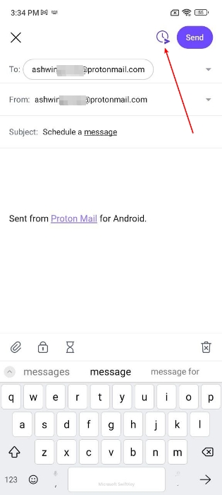 Proton Mail send later button