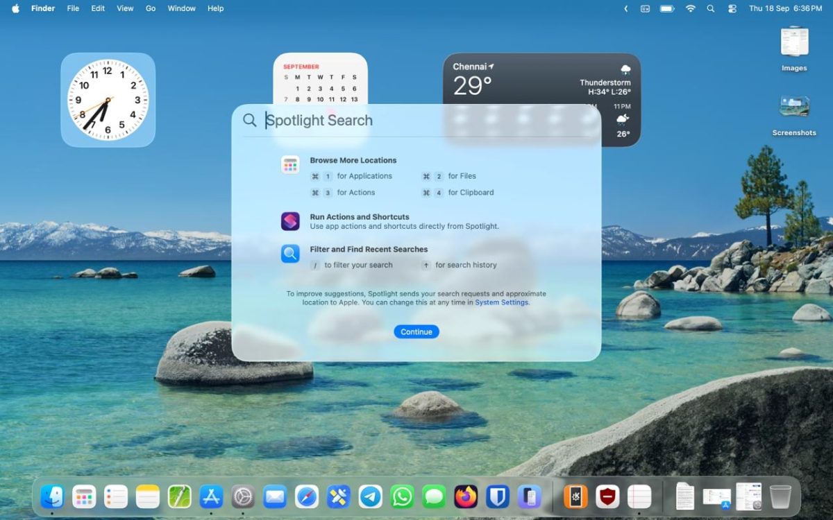 Spotlight search in macOS Tahoe 26