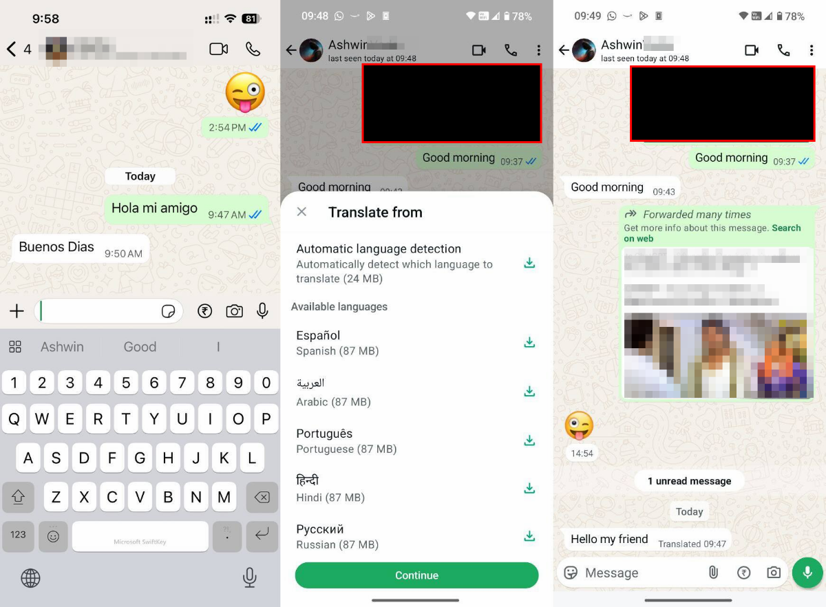 WhatsApp Message Translation