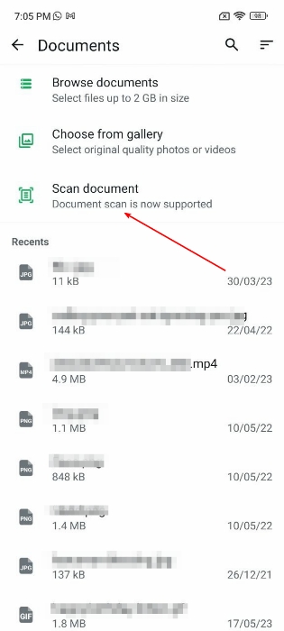 WhatsApp Scan Document Android