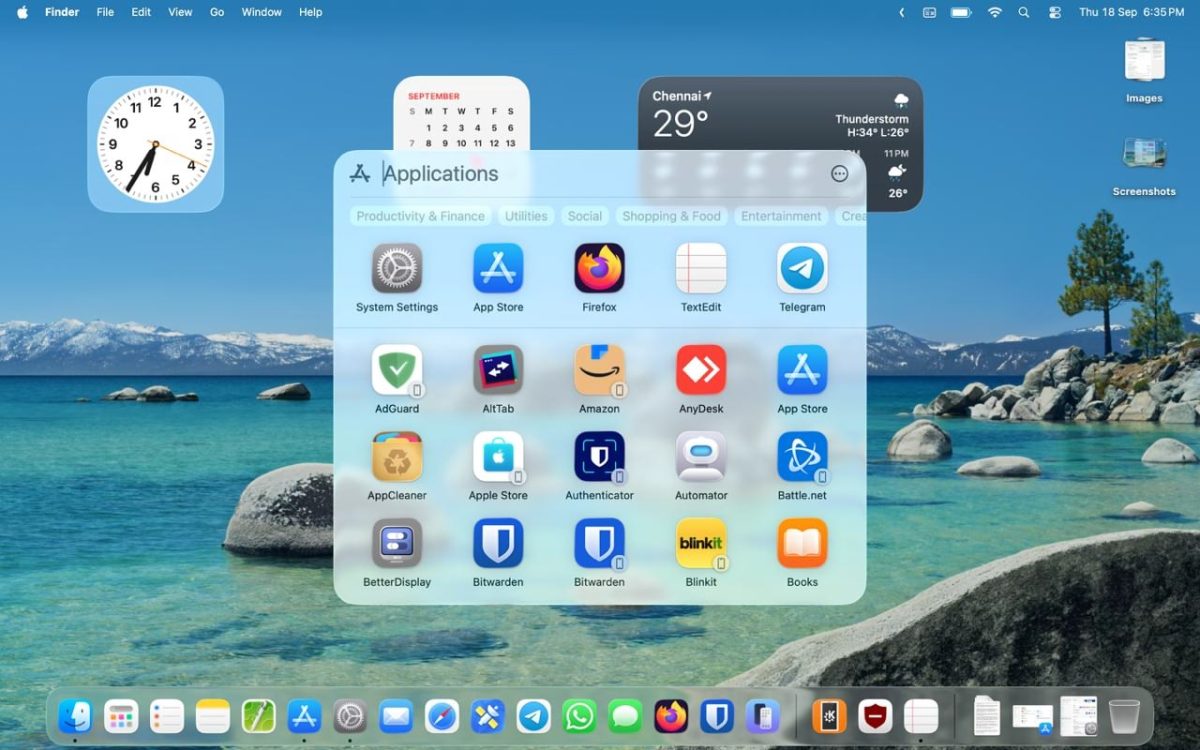 macOS Tahoe 26 Apps launcher