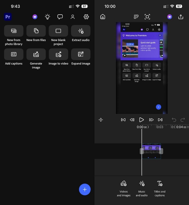 Adobe Premiere app for iPhone
