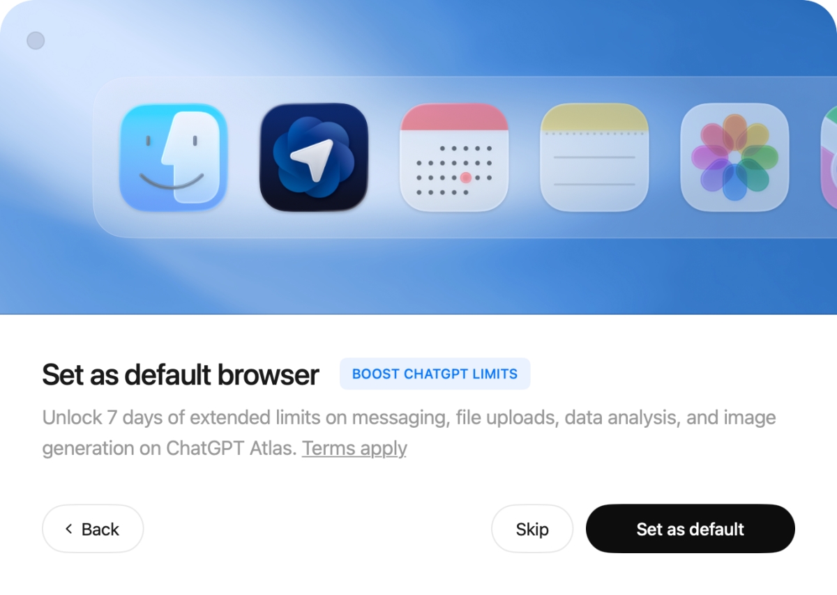 ChatGPT Atlas set as default browser
