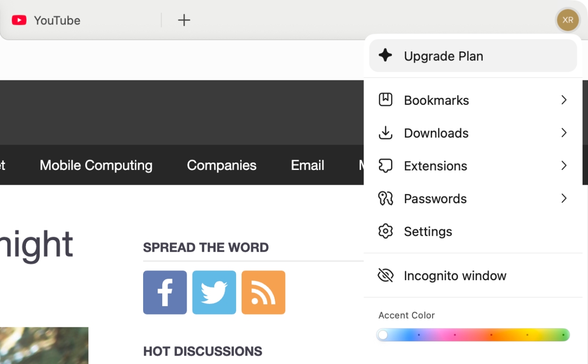 ChatGPT Plus browser menu