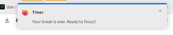 Firefox timer widget notification