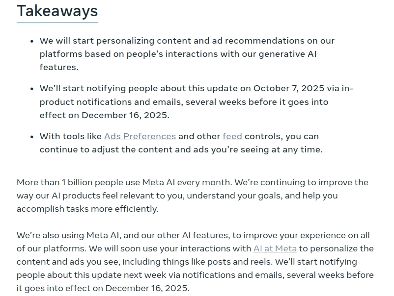 Meta will use your interactions with AI to sell targeted ads