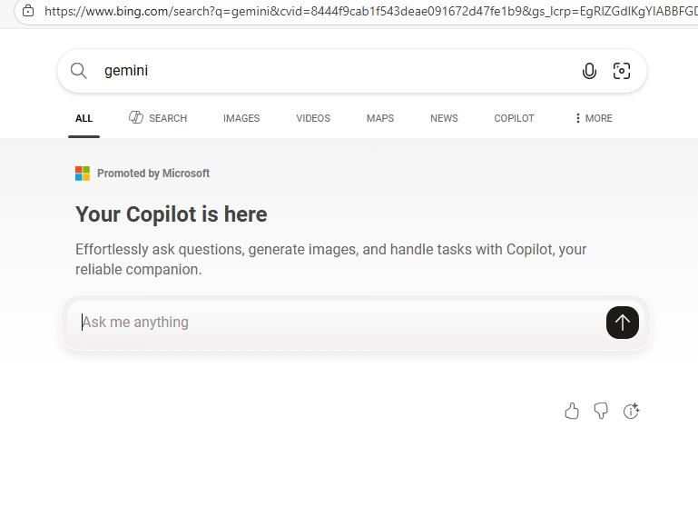 Microsoft Bing promotes Copilot
