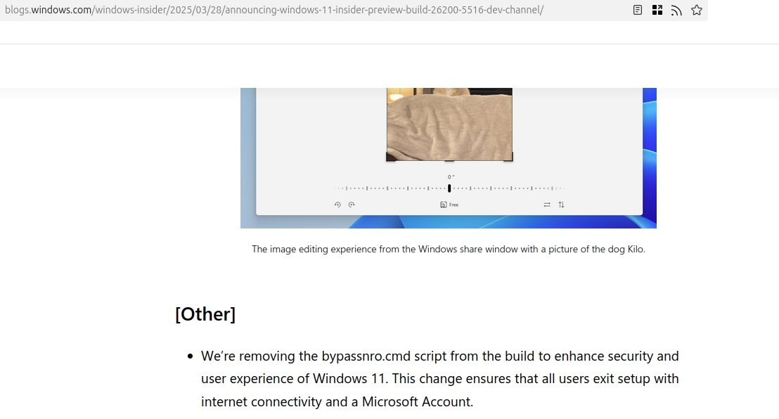 Microsoft killed bypassnro.cmd script
