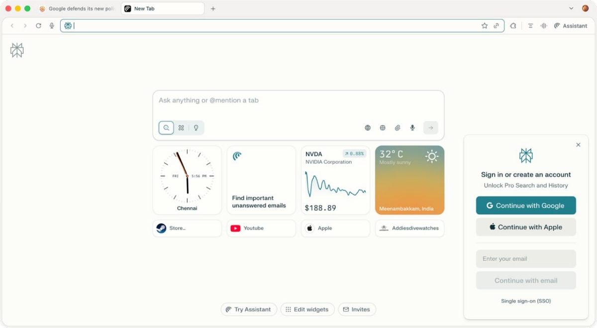 Perplexity Comet new tab is annoying