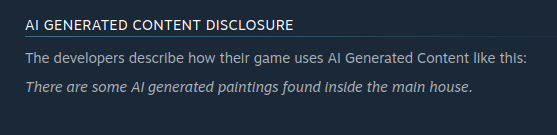 AI warning for Steam is a browser extension that tells you if a game has AI generated content
