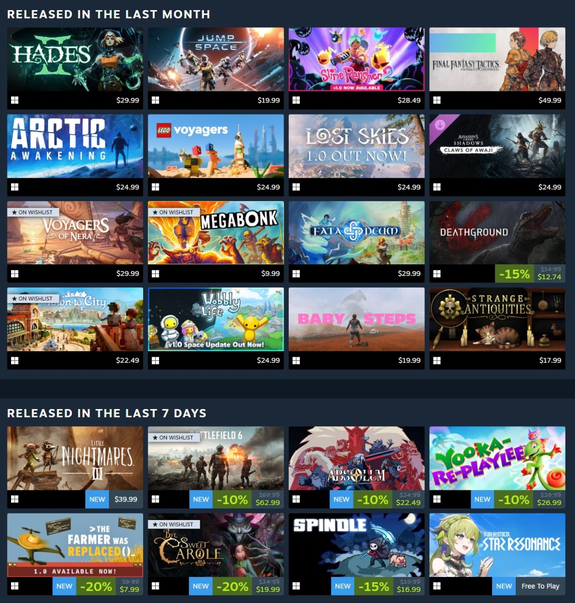 Steam Personal Calendar Recently Released Games