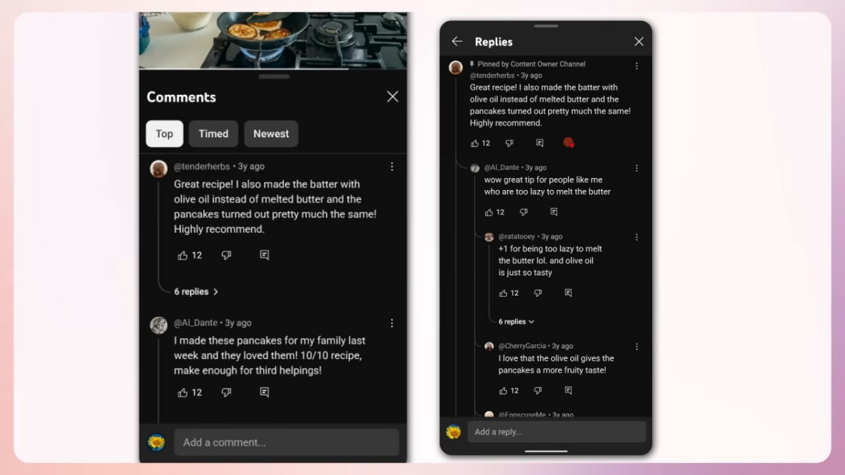 YouTube new design comments