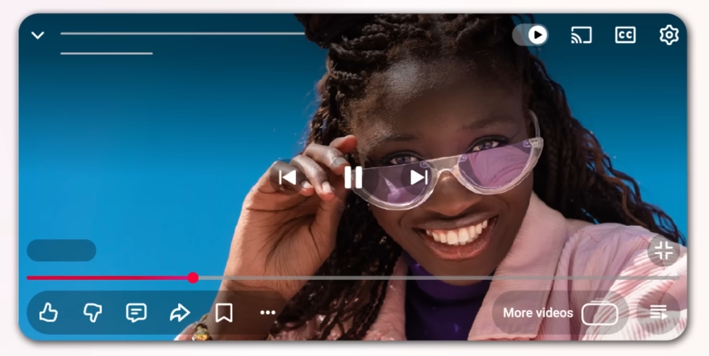 YouTube video player new design