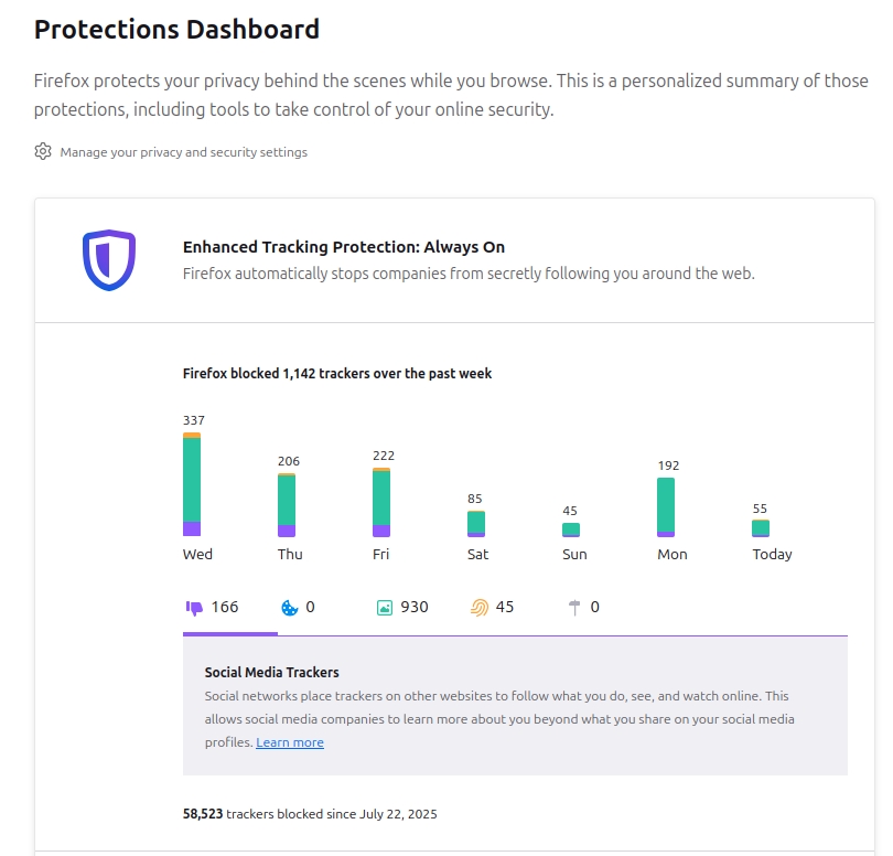 Firefox Enhanced Tracking Protections