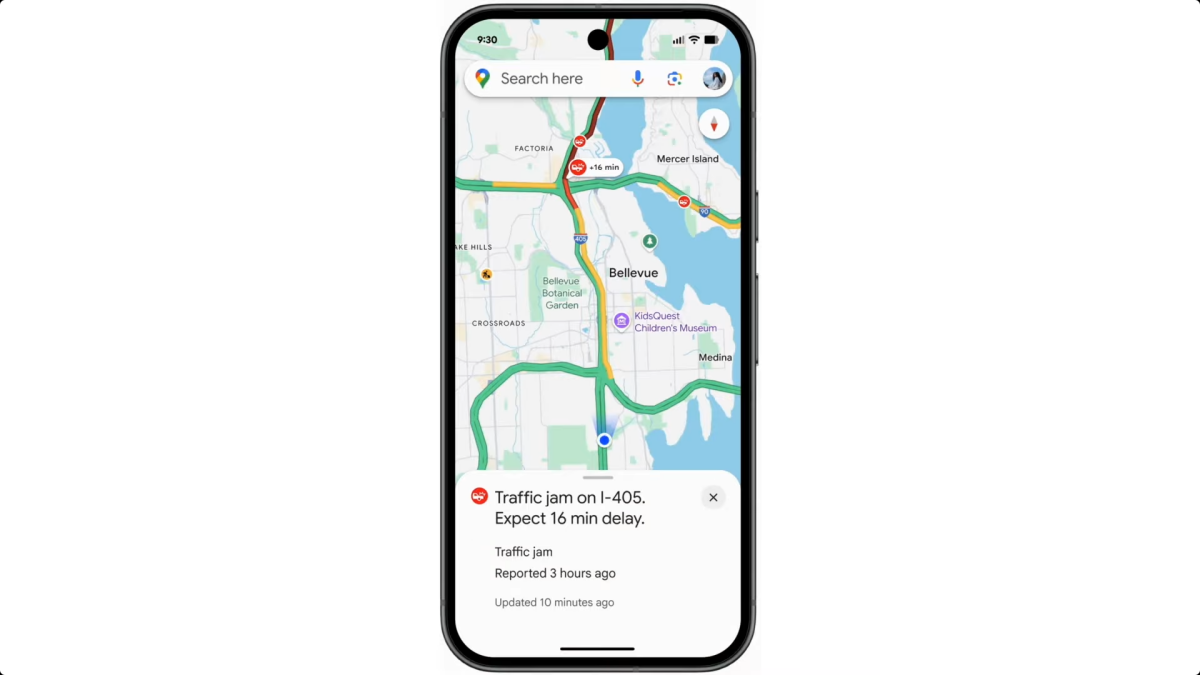 Google Maps proactive alerts