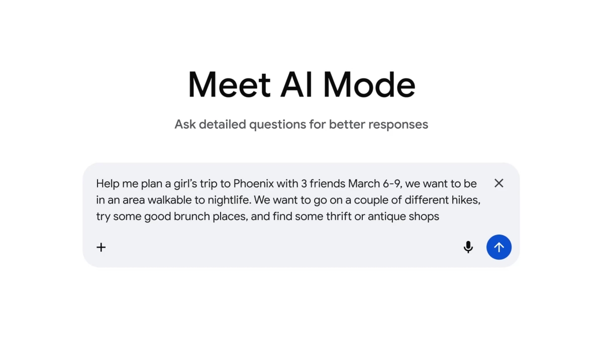 Travel plans using Google AI Mode
