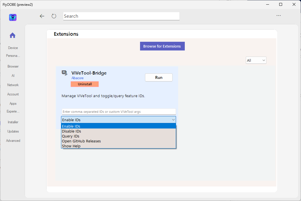 How to use the open source tool FlyOOBE to enable locked Windows features