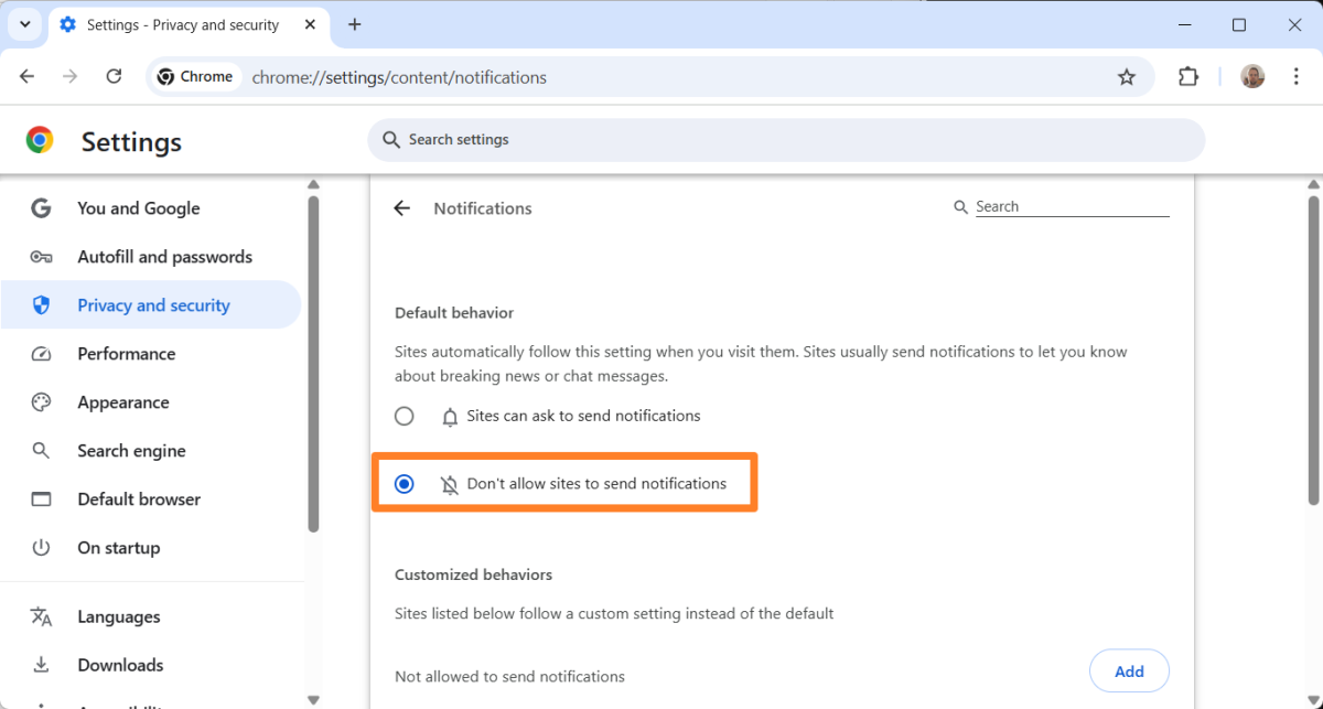 Google Chrome Disable Notifications