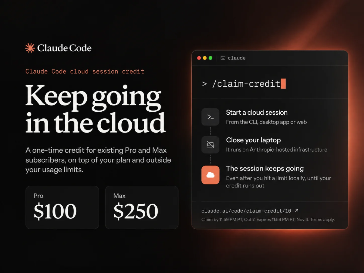 Anthropic начисляет подписчикам Claude Pro и Max до 250 долларов на облачные сессии Логотип Claude и интерфейс облачного инструмента Anthropic